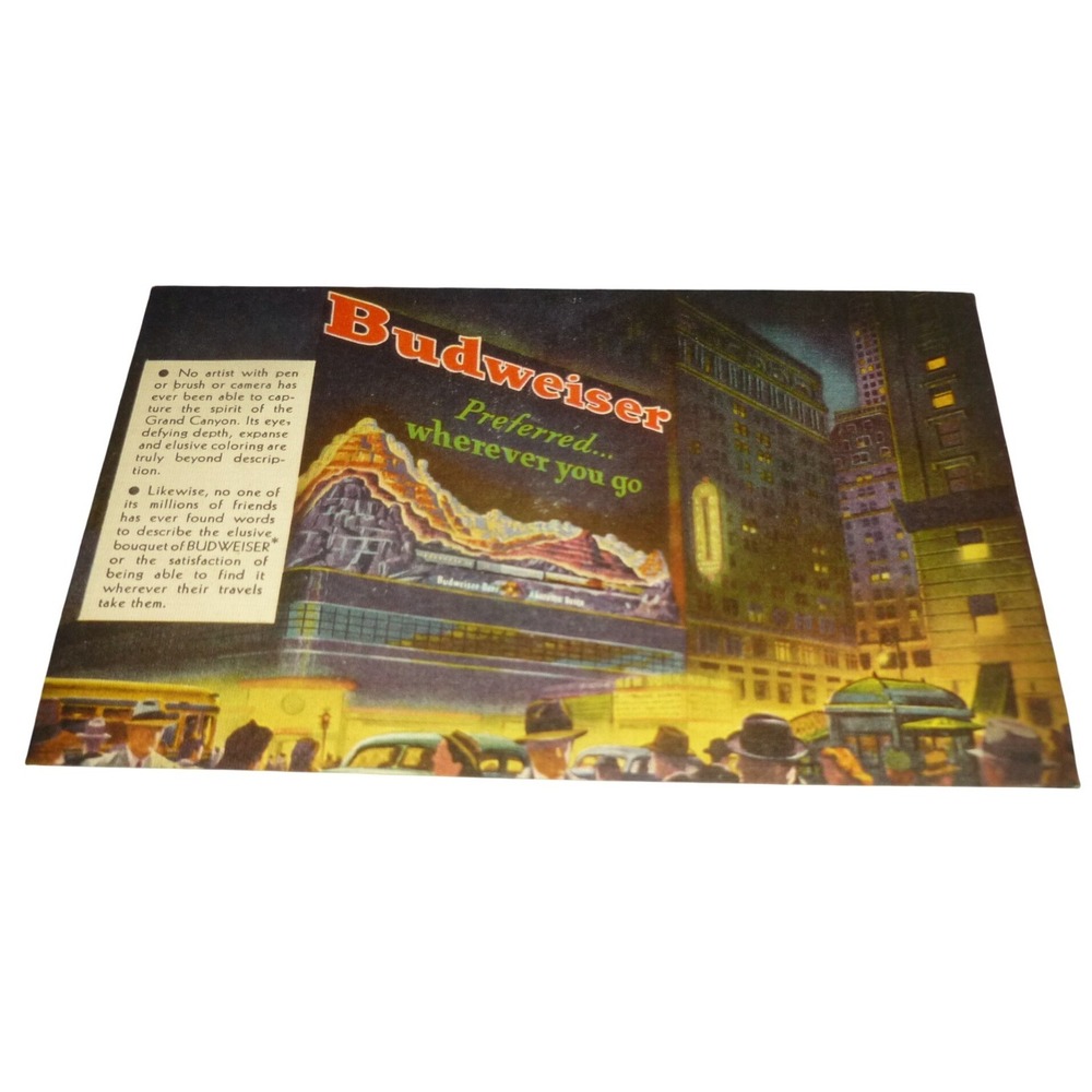 Vintage Budweiser Naturama‎ Times Square NYC Postcard Grand Canyon Unposted